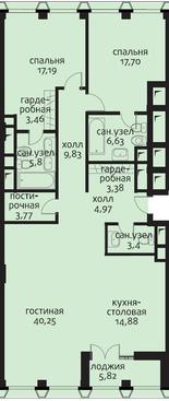 планировка 3 комнатной квартиры площадью 135.6 кв.м - садовые кварталы